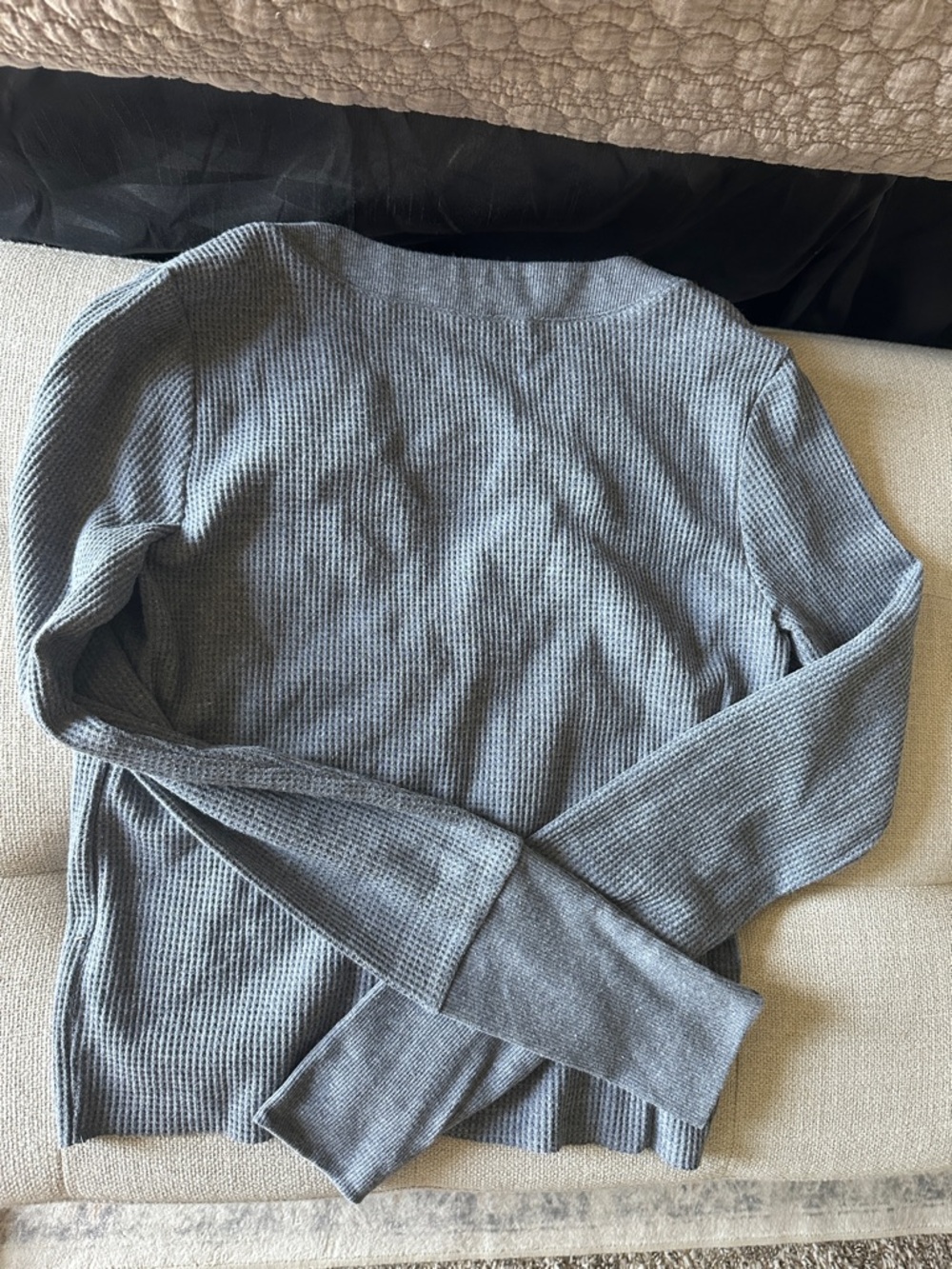 Twenty Light Grey Ribbed V-Neck Cardigan - Picture 4 of 4